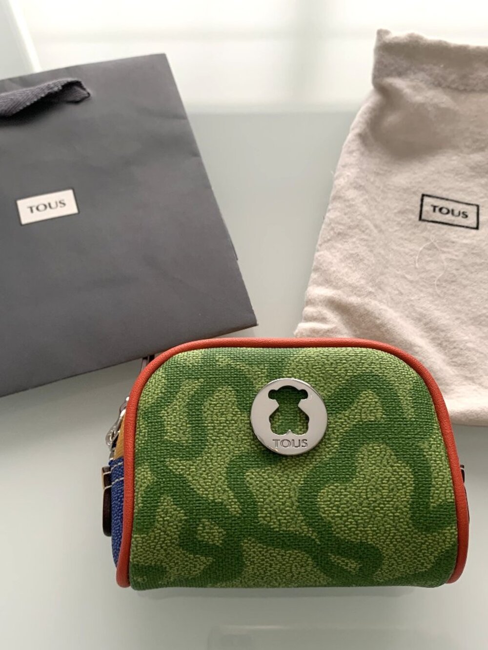 TOUS Kaos Monogram Zip Coin Purse or Small Cosmetic Purse